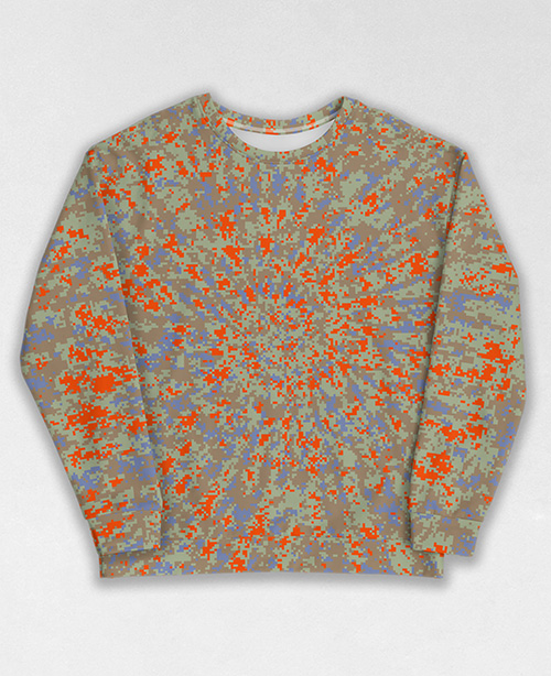 Tie-Dye-Camo Sweatshirt #0648. All over print, precision-cut, and hand-sewn. Super comfortable poly-cotton blend original Digital Camouflage designs by Dan Ellis vague.paris