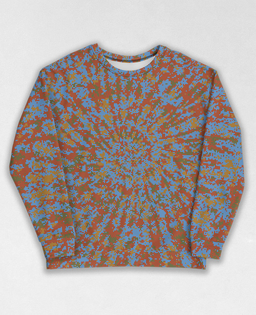 Tie-Dye-Camo Sweatshirt #0650. All over print, precision-cut, and hand-sewn. Super comfortable poly-cotton blend original Digital Camouflage designs by Dan Ellis vague.paris