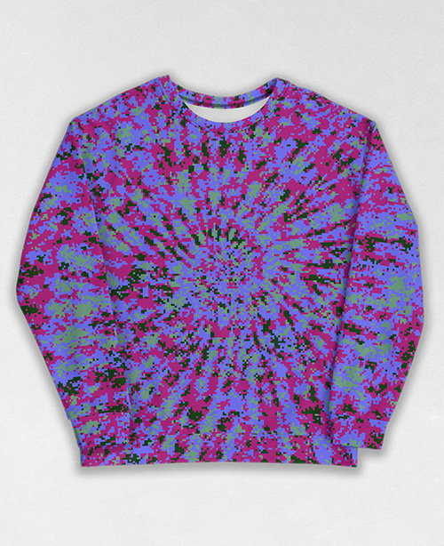 Tie-Dye-Camo Sweatshirt #0652. All over print, precision-cut, and hand-sewn. Super comfortable poly-cotton blend original Digital Camouflage designs by Dan Ellis vague.paris