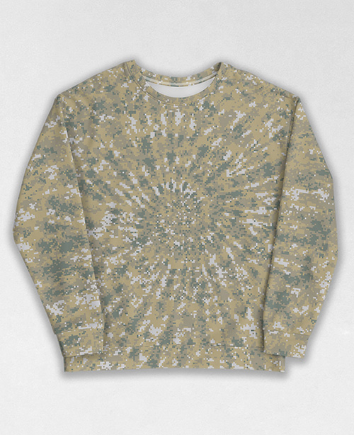 Tie-Dye-Camo Sweatshirt #0659. All over print, precision-cut, and hand-sewn. Super comfortable poly-cotton blend original Digital Camouflage designs by Dan Ellis vague.paris