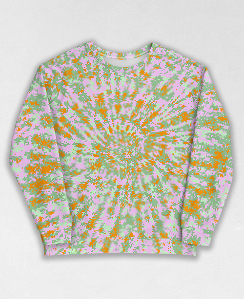 Tie-Dye-Camo Sweatshirt #0661. All over print, precision-cut, and hand-sewn. Super comfortable poly-cotton blend original Digital Camouflage designs by Dan Ellis vague.paris