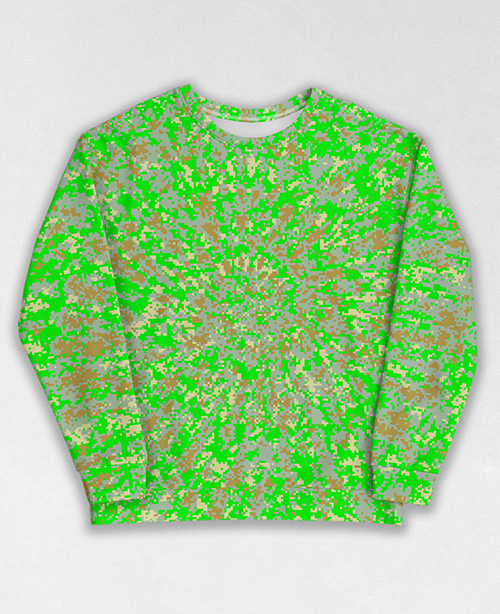 Tie-Dye-Camo Sweatshirt #0665. All over print, precision-cut, and hand-sewn. Super comfortable poly-cotton blend original Digital Camouflage designs by Dan Ellis vague.paris