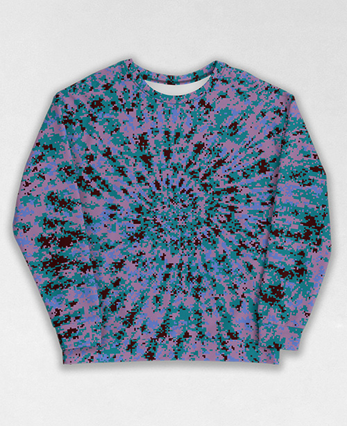 Tie-Dye-Camo Sweatshirt #0666. All over print, precision-cut, and hand-sewn. Super comfortable poly-cotton blend original Digital Camouflage designs by Dan Ellis vague.paris