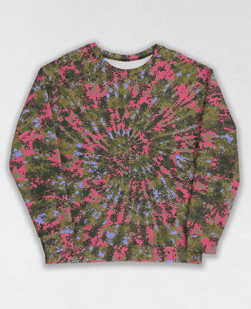 Tie-Dye-Camo Sweatshirt #0670. All over print, precision-cut, and hand-sewn. Super comfortable poly-cotton blend original Digital Camouflage designs by Dan Ellis vague.paris