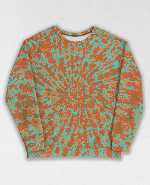 Tie-Dye-Camo Sweatshirt #0674. All over print, precision-cut, and hand-sewn. Super comfortable poly-cotton blend original Digital Camouflage designs by Dan Ellis vague.paris