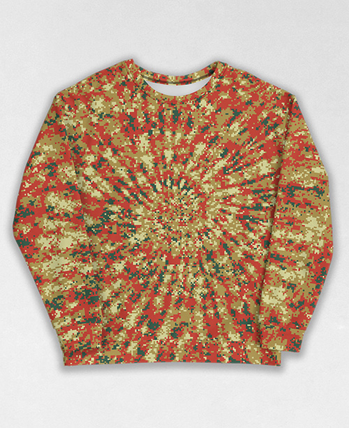 Tie-Dye-Camo Sweatshirt #0675. All over print, precision-cut, and hand-sewn. Super comfortable poly-cotton blend original Digital Camouflage designs by Dan Ellis vague.paris