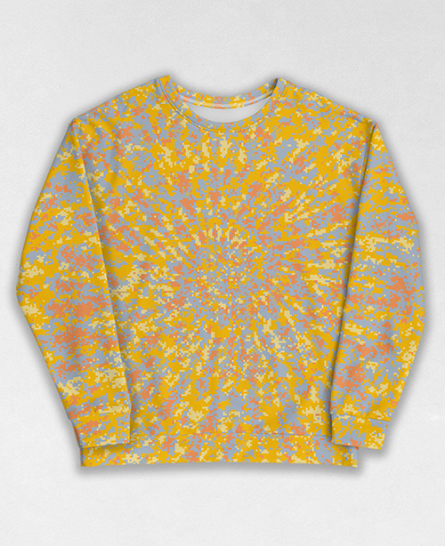 Tie-Dye-Camo Sweatshirt #0677. All over print, precision-cut, and hand-sewn. Super comfortable poly-cotton blend original Digital Camouflage designs by Dan Ellis vague.paris