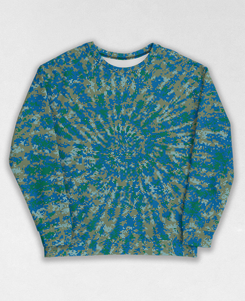 Tie-Dye-Camo Sweatshirt #0678. All over print, precision-cut, and hand-sewn. Super comfortable poly-cotton blend original Digital Camouflage designs by Dan Ellis vague.paris