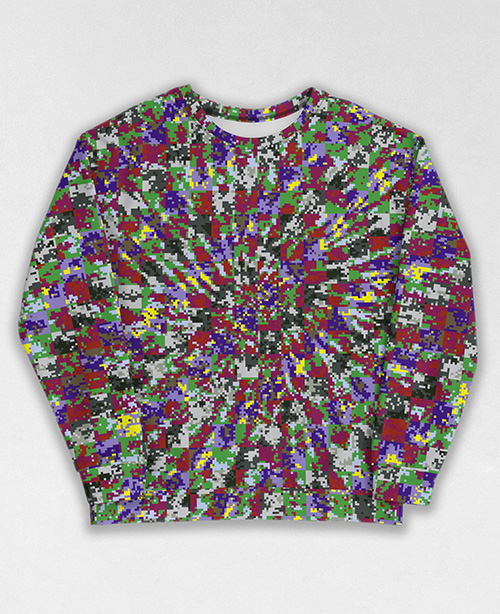 Tie-Dye-Camo Sweatshirt #0680. All over print, precision-cut, and hand-sewn. Super comfortable poly-cotton blend original Digital Camouflage designs by Dan Ellis vague.paris