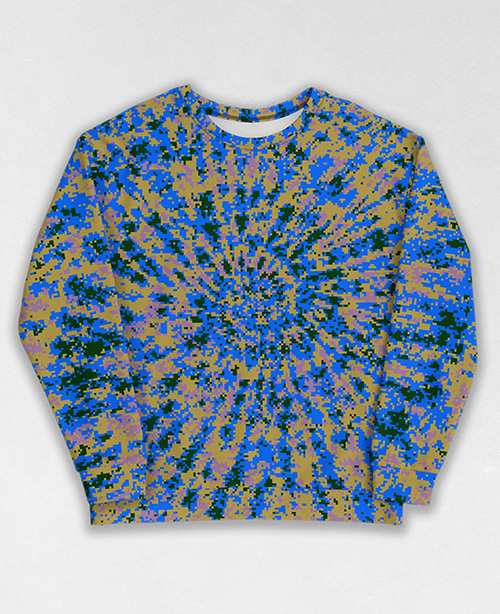 Tie-Dye-Camo Sweatshirt #0682. All over print, precision-cut, and hand-sewn. Super comfortable poly-cotton blend original Digital Camouflage designs by Dan Ellis vague.paris