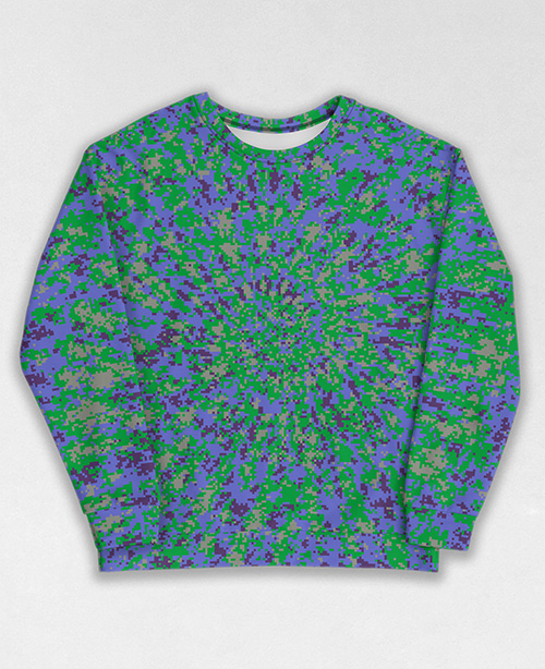 Tie-Dye-Camo Sweatshirt #0684. All over print, precision-cut, and hand-sewn. Super comfortable poly-cotton blend original Digital Camouflage designs by Dan Ellis vague.paris