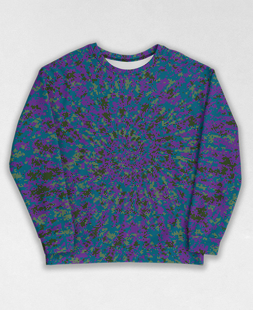 Tie-Dye-Camo Sweatshirt #0685. All over print, precision-cut, and hand-sewn. Super comfortable poly-cotton blend original Digital Camouflage designs by Dan Ellis vague.paris