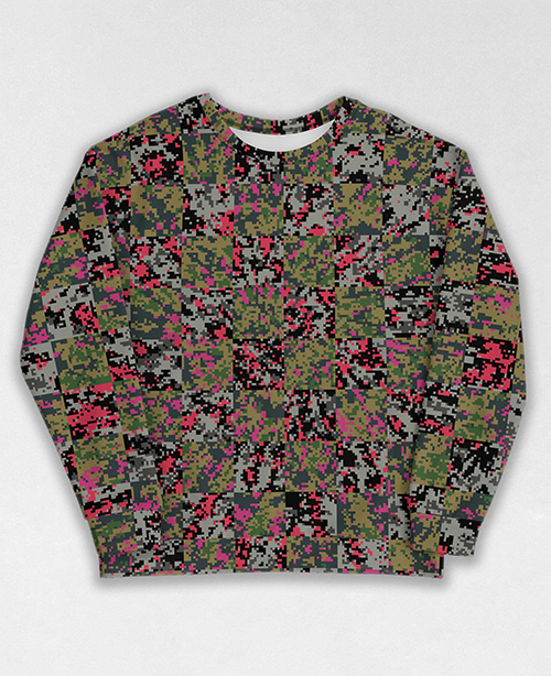 Tie-Dye-Camo Sweatshirt #0686. All over print, precision-cut, and hand-sewn. Super comfortable poly-cotton blend original Digital Camouflage designs by Dan Ellis vague.paris