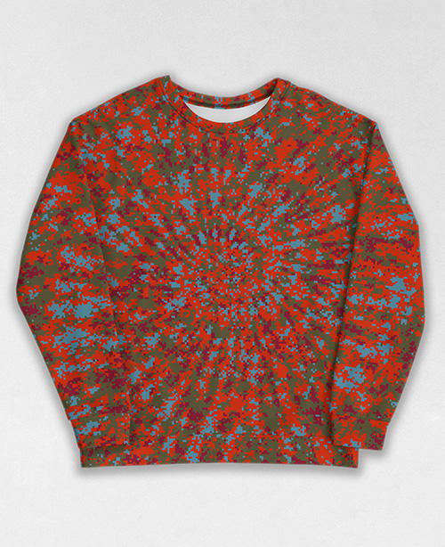 Tie-Dye-Camo Sweatshirt #0687. All over print, precision-cut, and hand-sewn. Super comfortable poly-cotton blend original Digital Camouflage designs by Dan Ellis vague.paris