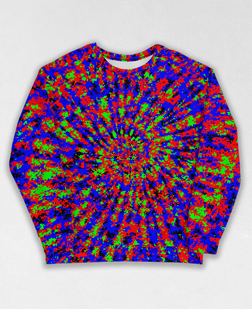 Tie-Dye-Camo Sweatshirt #0688. All over print, precision-cut, and hand-sewn. Super comfortable poly-cotton blend original Digital Camouflage designs by Dan Ellis vague.paris