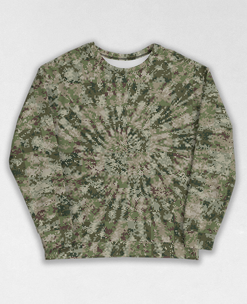 Tie-Dye-Camo Sweatshirt #0689. All over print, precision-cut, and hand-sewn. Super comfortable poly-cotton blend original Digital Camouflage designs by Dan Ellis vague.paris