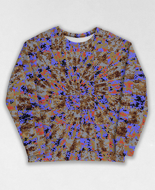 Tie-Dye-Camo Sweatshirt #0691. All over print, precision-cut, and hand-sewn. Super comfortable poly-cotton blend original Digital Camouflage designs by Dan Ellis vague.paris