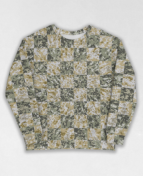 Tie-Dye-Camo Sweatshirt #0698. All over print, precision-cut, and hand-sewn. Super comfortable poly-cotton blend original Digital Camouflage designs by Dan Ellis vague.paris