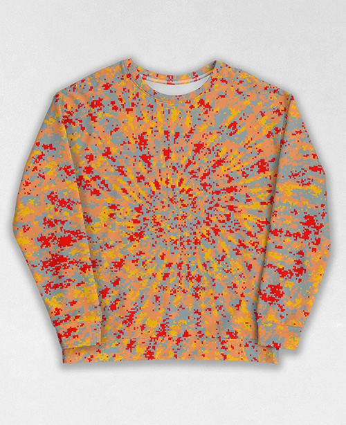 Tie-Dye-Camo Sweatshirt #0699. All over print, precision-cut, and hand-sewn. Super comfortable poly-cotton blend original Digital Camouflage designs by Dan Ellis vague.paris