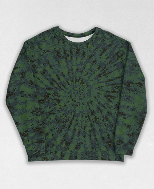 Tie-Dye-Camo Sweatshirt #0711. All over print, precision-cut, and hand-sewn. Super comfortable poly-cotton blend original Digital Camouflage designs by Dan Ellis vague.paris