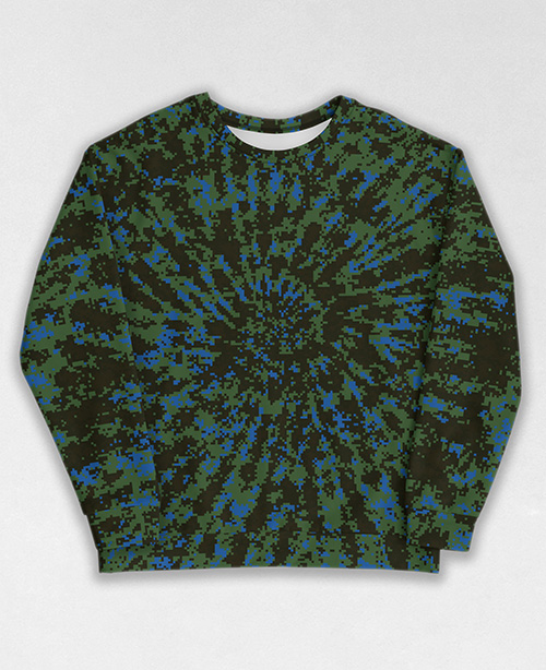 Tie-Dye-Camo Sweatshirt #0720. All over print, precision-cut, and hand-sewn. Super comfortable poly-cotton blend original Digital Camouflage designs by Dan Ellis vague.paris