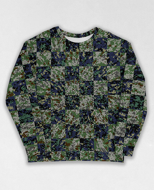 Tie-Dye-Camo Sweatshirt #0722. All over print, precision-cut, and hand-sewn. Super comfortable poly-cotton blend original Digital Camouflage designs by Dan Ellis vague.paris