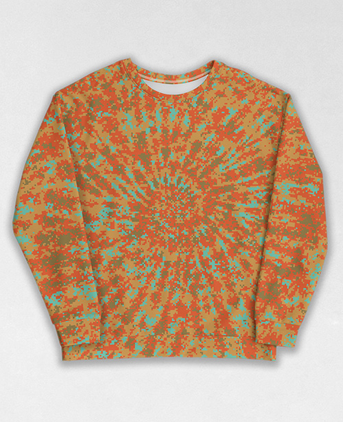 Tie-Dye-Camo Sweatshirt #0724. All over print, precision-cut, and hand-sewn. Super comfortable poly-cotton blend original Digital Camouflage designs by Dan Ellis vague.paris