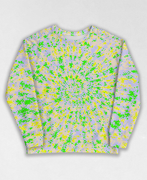 Tie-Dye-Camo Sweatshirt #0730. All over print, precision-cut, and hand-sewn. Super comfortable poly-cotton blend original Digital Camouflage designs by Dan Ellis vague.paris