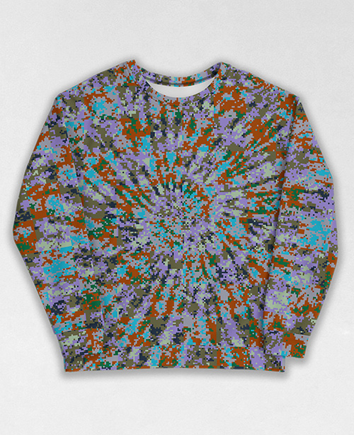 Tie-Dye-Camo Sweatshirt #0731. All over print, precision-cut, and hand-sewn. Super comfortable poly-cotton blend original Digital Camouflage designs by Dan Ellis vague.paris