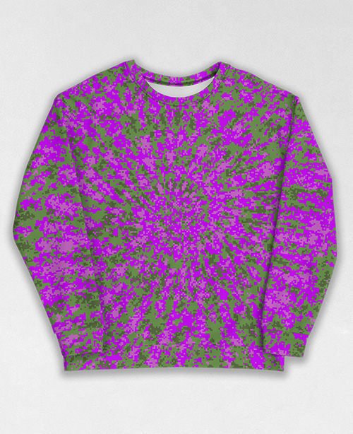 Tie-Dye-Camo Sweatshirt #0732. All over print, precision-cut, and hand-sewn. Super comfortable poly-cotton blend original Digital Camouflage designs by Dan Ellis vague.paris