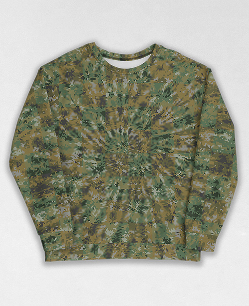 Tie-Dye-Camo Sweatshirt #0735. All over print, precision-cut, and hand-sewn. Super comfortable poly-cotton blend original Digital Camouflage designs by Dan Ellis vague.paris