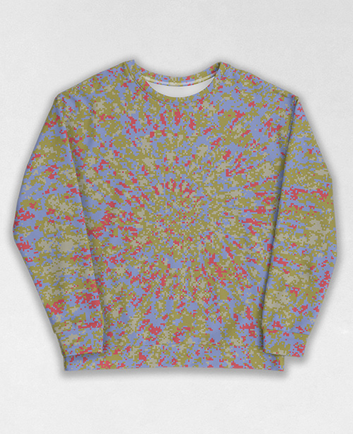 Tie-Dye-Camo Sweatshirt #0738. All over print, precision-cut, and hand-sewn. Super comfortable poly-cotton blend original Digital Camouflage designs by Dan Ellis vague.paris