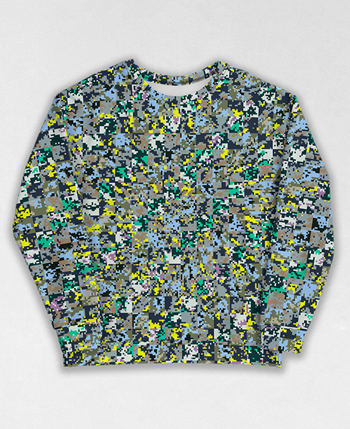 Tie-Dye-Camo Sweatshirt #0743. All over print, precision-cut, and hand-sewn. Super comfortable poly-cotton blend original Digital Camouflage designs by Dan Ellis vague.paris