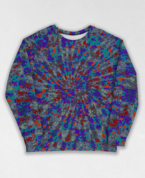 Tie-Dye-Camo Sweatshirt #0745. All over print, precision-cut, and hand-sewn. Super comfortable poly-cotton blend original Digital Camouflage designs by Dan Ellis vague.paris