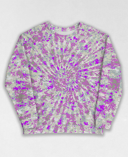 Tie-Dye-Camo Sweatshirt #0746. All over print, precision-cut, and hand-sewn. Super comfortable poly-cotton blend original Digital Camouflage designs by Dan Ellis vague.paris