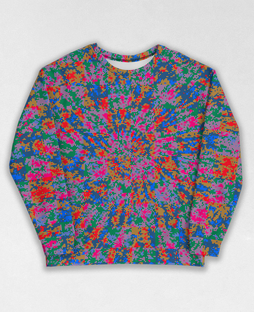 Tie-Dye-Camo Sweatshirt #0751. All over print, precision-cut, and hand-sewn. Super comfortable poly-cotton blend original Digital Camouflage designs by Dan Ellis vague.paris