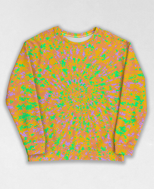 Tie-Dye-Camo Sweatshirt #0753. All over print, precision-cut, and hand-sewn. Super comfortable poly-cotton blend original Digital Camouflage designs by Dan Ellis vague.paris