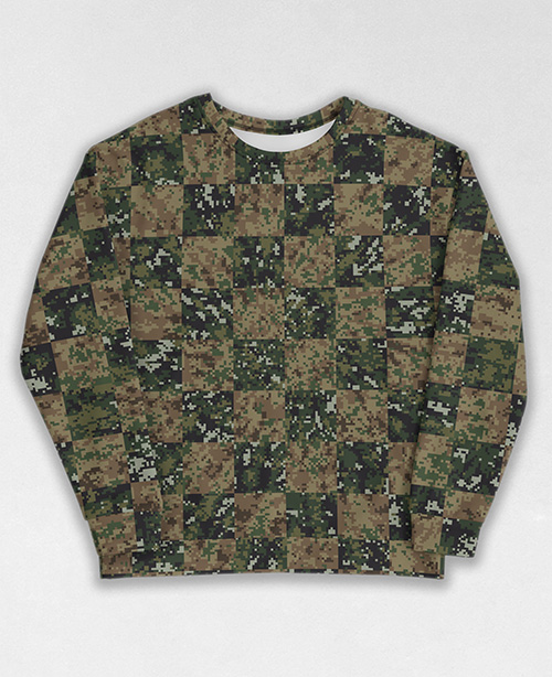 Tie-Dye-Camo Sweatshirt #0754. All over print, precision-cut, and hand-sewn. Super comfortable poly-cotton blend original Digital Camouflage designs by Dan Ellis vague.paris