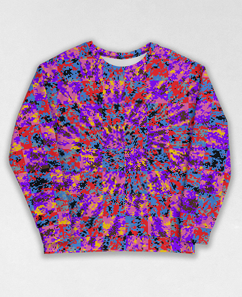 Tie-Dye-Camo Sweatshirt #0757. All over print, precision-cut, and hand-sewn. Super comfortable poly-cotton blend original Digital Camouflage designs by Dan Ellis vague.paris