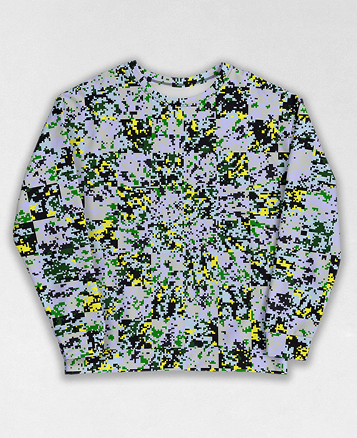 Tie-Dye-Camo Sweatshirt #0758. All over print, precision-cut, and hand-sewn. Super comfortable poly-cotton blend original Digital Camouflage designs by Dan Ellis vague.paris