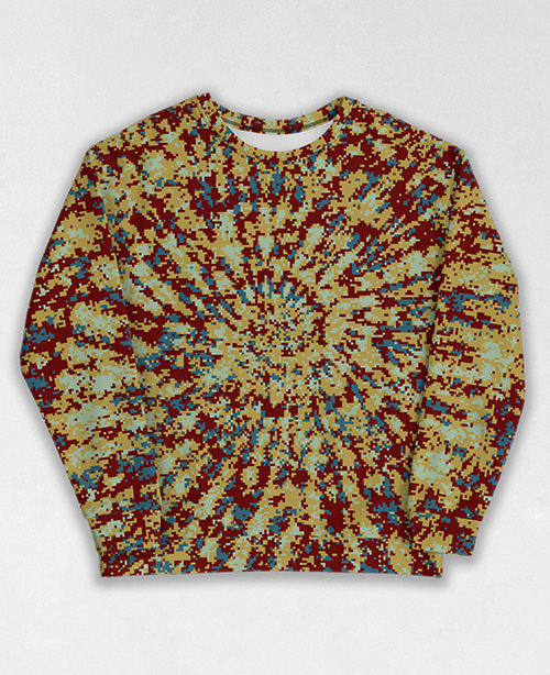 Tie-Dye-Camo Sweatshirt #0761. All over print, precision-cut, and hand-sewn. Super comfortable poly-cotton blend original Digital Camouflage designs by Dan Ellis vague.paris