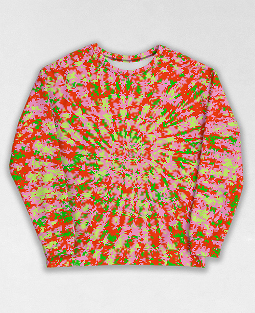 Tie-Dye-Camo Sweatshirt #0766. All over print, precision-cut, and hand-sewn. Super comfortable poly-cotton blend original Digital Camouflage designs by Dan Ellis vague.paris