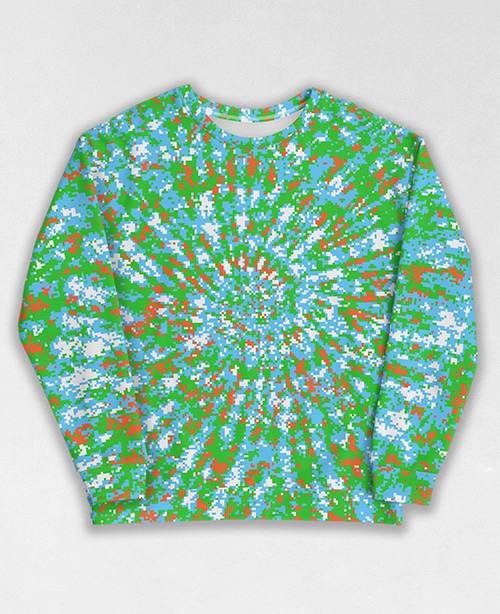 Tie-Dye-Camo Sweatshirt #0767. All over print, precision-cut, and hand-sewn. Super comfortable poly-cotton blend original Digital Camouflage designs by Dan Ellis vague.paris