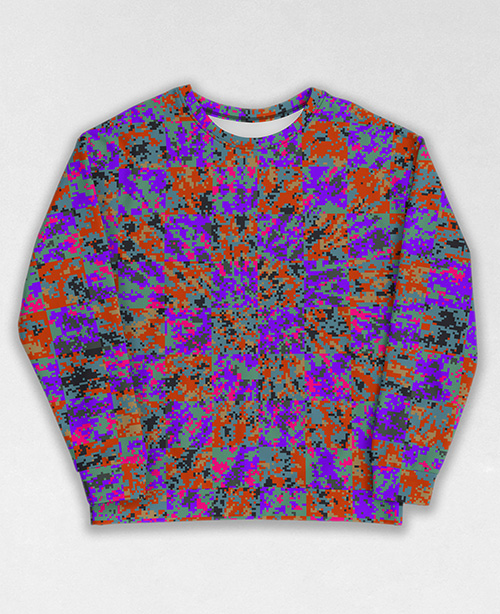 Tie-Dye-Camo Sweatshirt #0771. All over print, precision-cut, and hand-sewn. Super comfortable poly-cotton blend original Digital Camouflage designs by Dan Ellis vague.paris