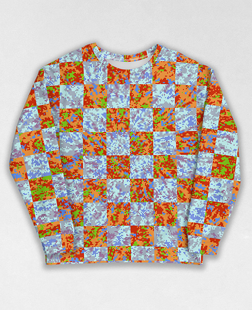 Tie-Dye-Camo Sweatshirt #0772. All over print, precision-cut, and hand-sewn. Super comfortable poly-cotton blend original Digital Camouflage designs by Dan Ellis vague.paris