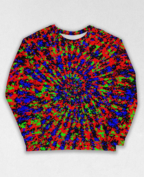 Tie-Dye-Camo Sweatshirt #0774. All over print, precision-cut, and hand-sewn. Super comfortable poly-cotton blend original Digital Camouflage designs by Dan Ellis vague.paris