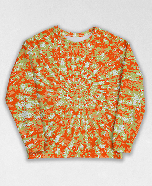 Tie-Dye-Camo Sweatshirt #0775. All over print, precision-cut, and hand-sewn. Super comfortable poly-cotton blend original Digital Camouflage designs by Dan Ellis vague.paris