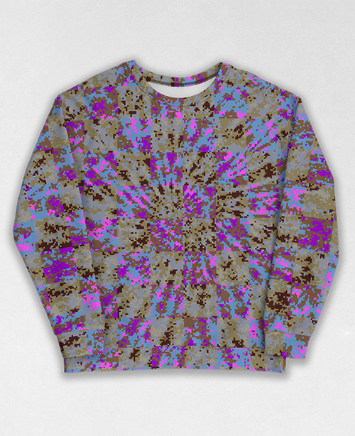 Tie-Dye-Camo Sweatshirt #0780. All over print, precision-cut, and hand-sewn. Super comfortable poly-cotton blend original Digital Camouflage designs by Dan Ellis vague.paris