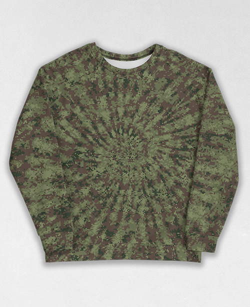 Tie-Dye-Camo Sweatshirt #0783. All over print, precision-cut, and hand-sewn. Super comfortable poly-cotton blend original Digital Camouflage designs by Dan Ellis vague.paris