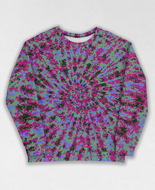 Tie-Dye-Camo Sweatshirt #0785. All over print, precision-cut, and hand-sewn. Super comfortable poly-cotton blend original Digital Camouflage designs by Dan Ellis vague.paris